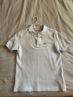 Lacoste Pastel Blue Polo with Embroidered Crocodile